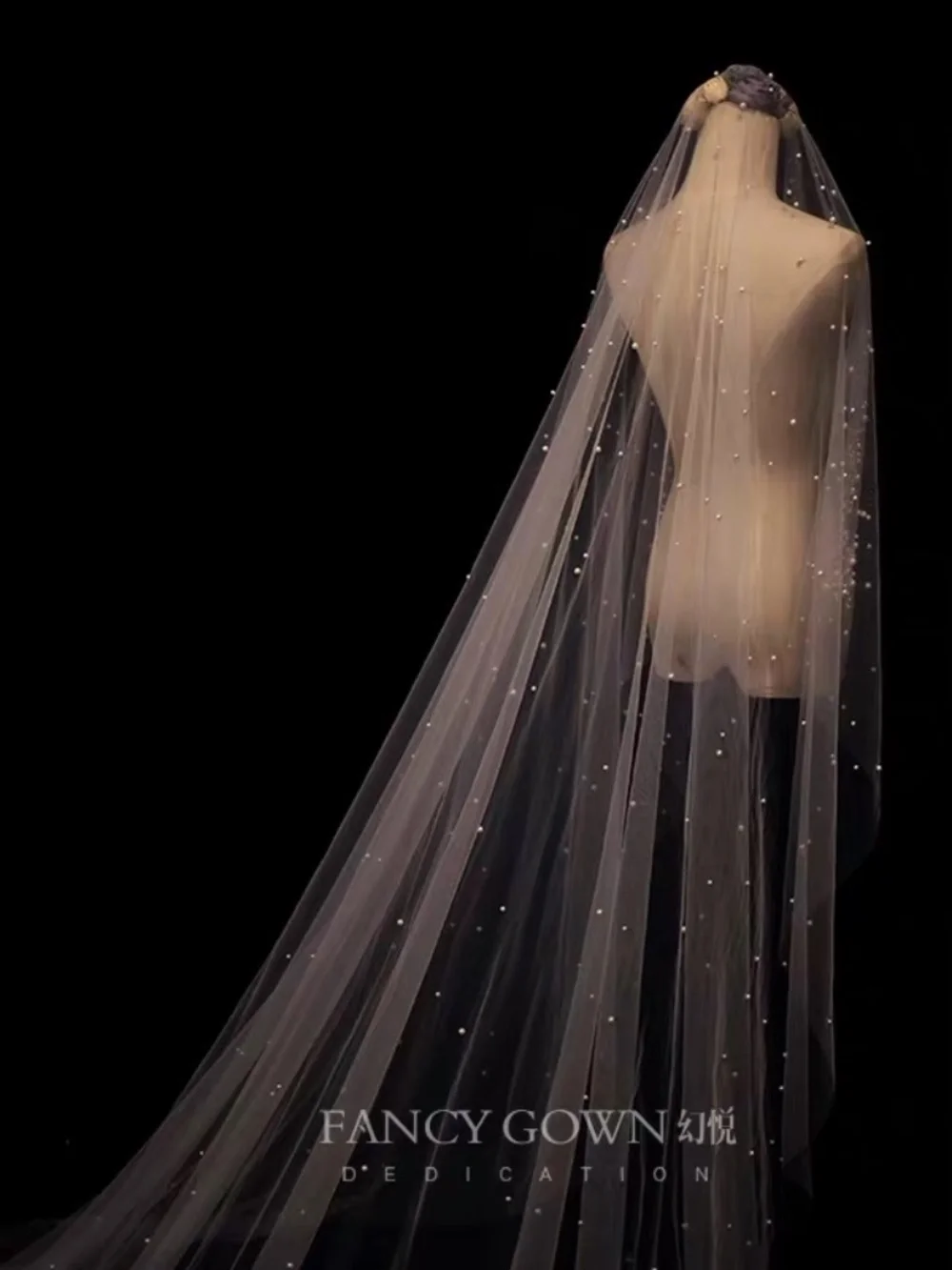 Pearl Cathedral Bridal Veil Long Wedding Veil